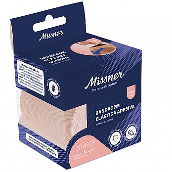 BANDAGEM ELASTICA ADESIVA MISSNER 5 CM X 5 M BEGE