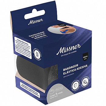 BANDAGEM ELASTICA ADESIVA MISSNER 5 CM X 5 M PRETO