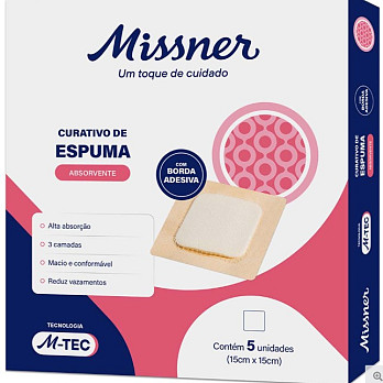 CURATIVO ESPUMA ABSORVENTE SILICONE 5 CAMADAS 15cmX15cm CART C/ 5UN