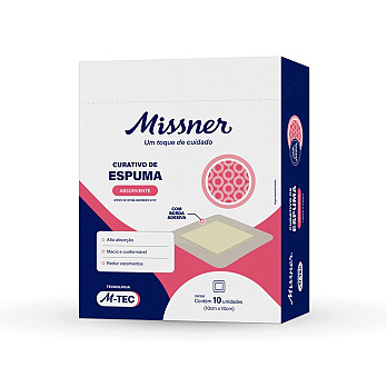 CURATIVO ESPUMA ABSORVENTE SILICONE 5 CAMADAS 10cmX10cm CART C/ 10UN