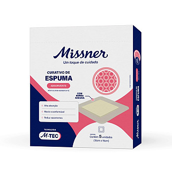 CURATIVO ESPUMA ABSORVENTE SILICONE 5 CAMADAS 15cmX15cm CART C/ 5UN