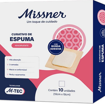 CURATIVO ESPUMA ABSORVENTE SILICONE 5 CAMADAS 10cmX10cm CART C/ 10UN