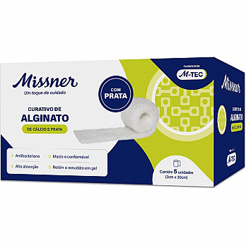 Curativo Alginato de Cálcio e Prata Fita M-TEC 2cm X 30cm c/ 5
