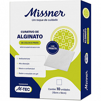 Curativo de Alginato de Cálcio e Prata M-TEC 10cm x 10cm
