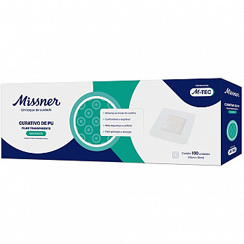Curativo de PU Absorvente M-TEC 10cmX10cm cartucho c/ 100un