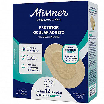 CURATIVO PROTETOR OCULAR MISSNER ADULTO ADESIVO ACRILICO CX. 12 UNIDADES