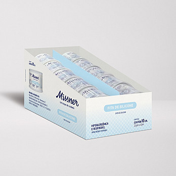 Fita de Silicone Hipoalérgica Missner 2,5cm x 1,5m display c/20un