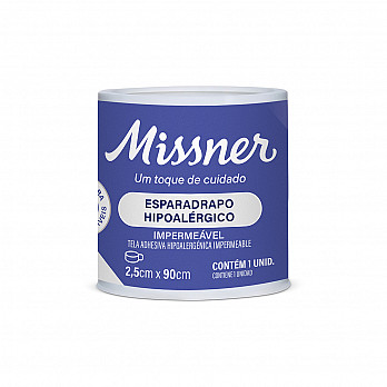 Esparadrapo Impermeável Hipoalérgico Missner 2,5cm x 90cm - Sem Látex