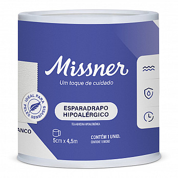 Esparadrapo Impermeável Hipoalérgico Missner 5cm x 4,5m - Sem Látex