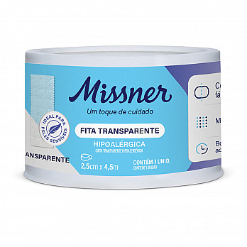 Fita Transparente Hipoalérgica Missner 2,5cm x 4,5m