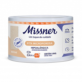 Fita Microporosa Bege Missner 2,5cm x 10m
