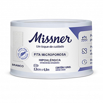 Fita Microporosa Branca Missner 2,5cm x 4,5m